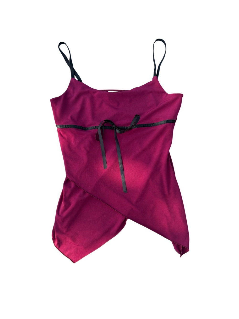 Women’s Burgundy Asymmetric Hem Spaghetti Strap Top 90s Y2K